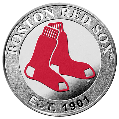 A picture of a 1 oz Boston Red Sox Silver Colorized Round